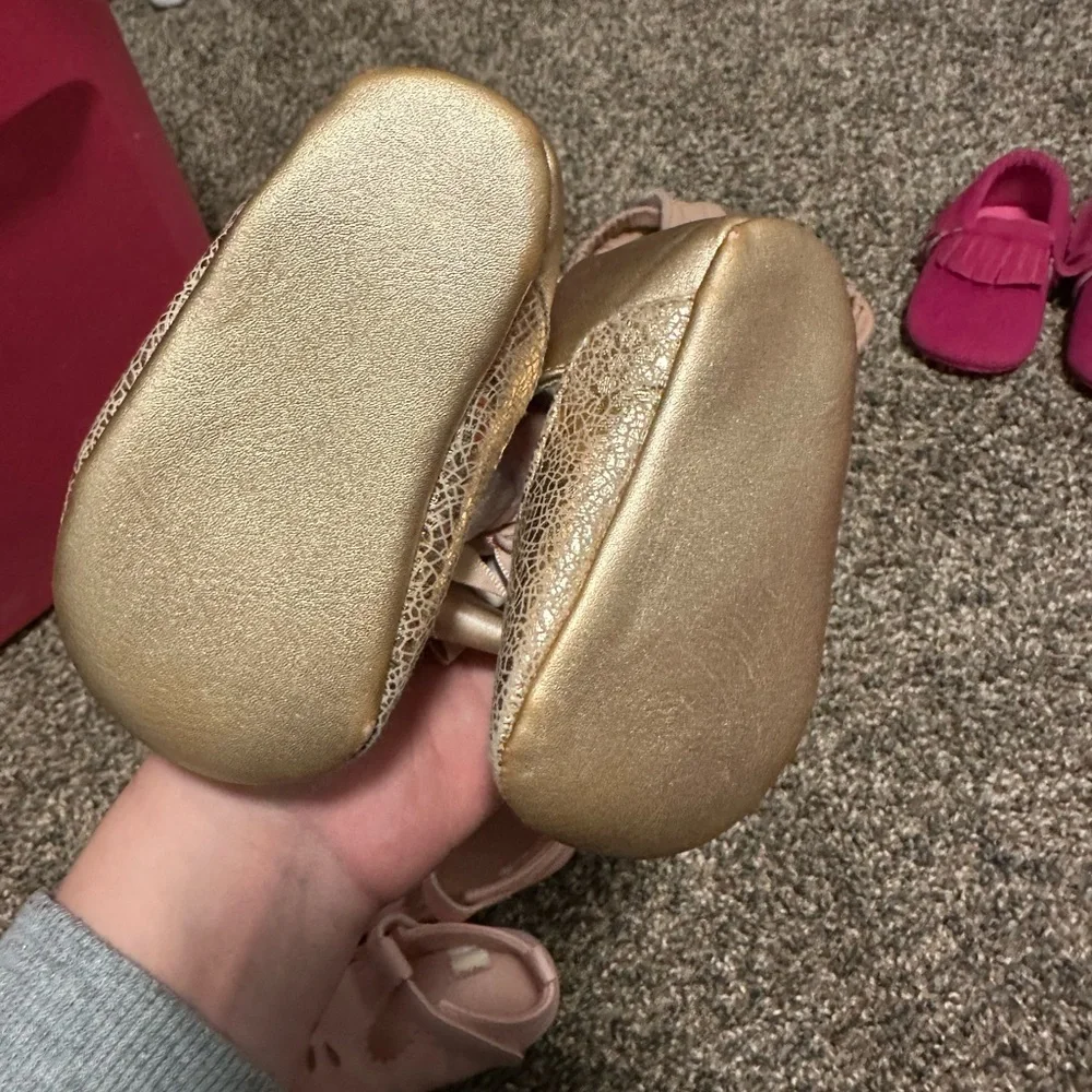 Baby Walker Shoes - Pink Heart & Glitter Ballet Styles
